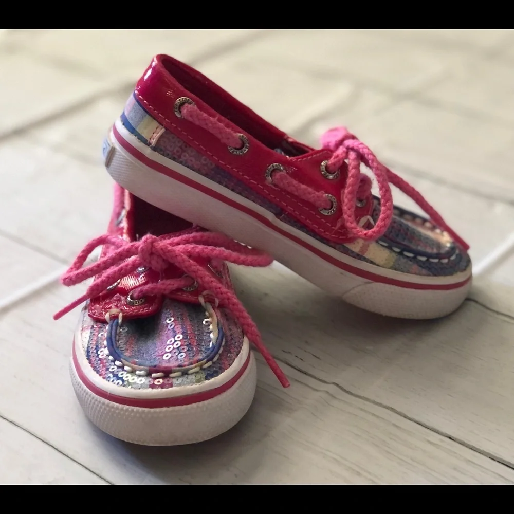 Sperry Kids Pink Sequin Moccasins